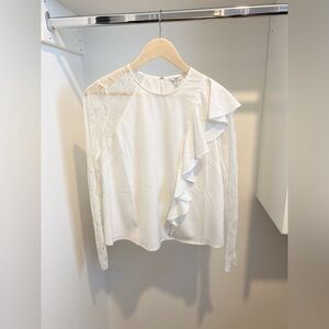 Guess White Lace and Ruffles Blouse